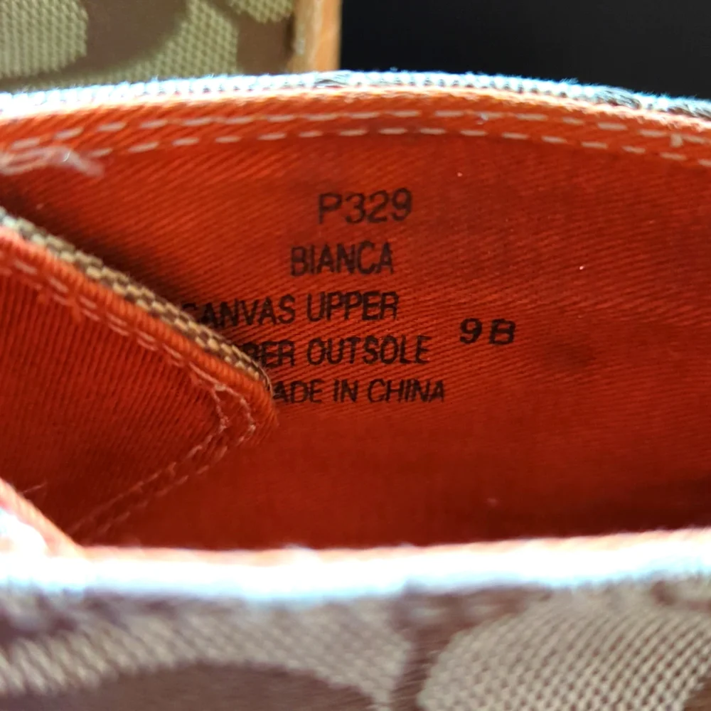 Coach Tan Signature High-Top Sneakers — Tan/White